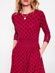 Roșu - Boden Thea Mânecă lungă Jersey Rochie - Imaginea 4 din 5