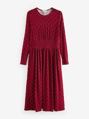 Roșu - Boden Thea Mânecă lungă Jersey Rochie - Imaginea 5 din 5