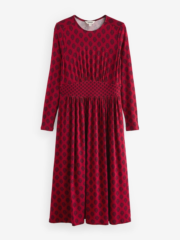 Roșu - Boden Thea Mânecă lungă Jersey Rochie - Imaginea 5 din 5