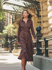 Boden Brown Marcia Jersey Midi Shirt Dress - Image 1 of 6