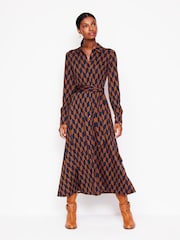 Boden Brown Marcia Jersey Midi Shirt Dress - Image 2 of 6