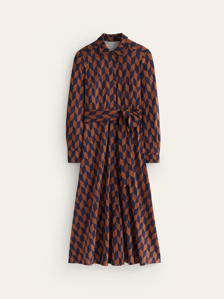 Boden Brown Marcia Jersey Midi Shirt Dress - Image 6 of 6