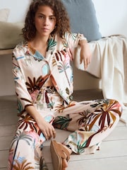 Pink Palms Short Sleeve Button Through Pyjamas - Image 1 of 7