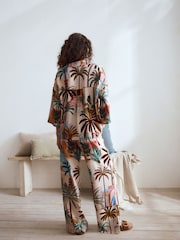 Pink Palms Short Sleeve Button Through Pyjamas - Image 3 of 7