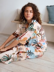Pink Palms Short Sleeve Button Through Pyjamas - Image 5 of 7