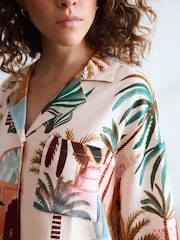 Pink Palms Short Sleeve Button Through Pyjamas - Image 6 of 7