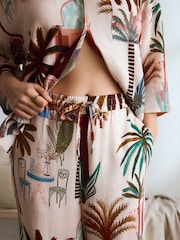 Pink Palms Short Sleeve Button Through Pyjamas - Image 7 of 7
