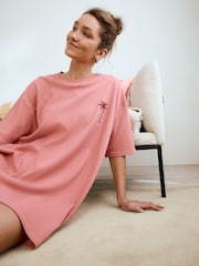 Pink Sunset 100% Cotton Oversized Night T-Shirt - Image 2 of 5