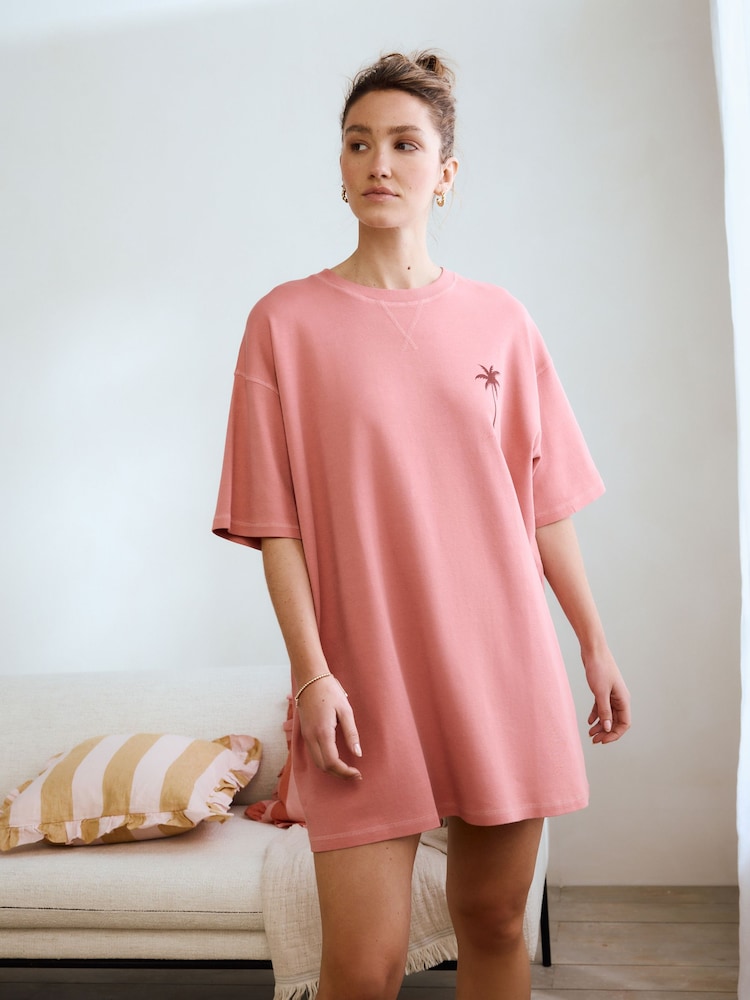 Pink Sunset 100% Cotton Oversized Night T-Shirt - Image 5 of 5