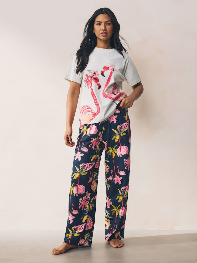 Pink Flamingo Jersey Short Sleeve Pyjamas - Image 1 of 10 Pink Flamingo Jersey Short Sleeve Pyjamas - Image 1 of 10