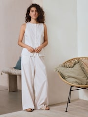 Neutral Stripe Button Through Vest Pyjamas - Image 1 of 11