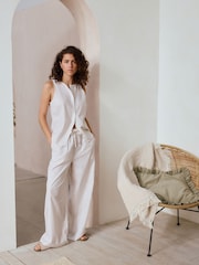 Neutral Stripe Button Through Vest Pyjamas - Image 2 of 11
