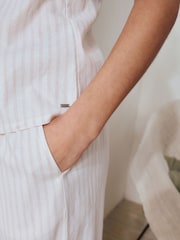 Neutral Stripe Button Through Vest Pyjamas - Image 6 of 11