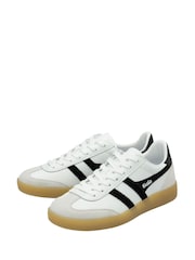 Gola White Ladies Viper Leather Lace-Up Trainers - Image 2 of 4