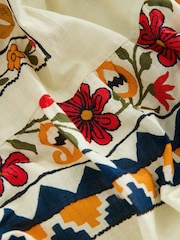 Cream Embroidered Elasticated Waist 100% Cotton Maxi Skirt - Image 7 of 8