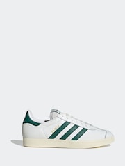 adidas Originals White/Green Gazelle Trainers - Image 1 of 9