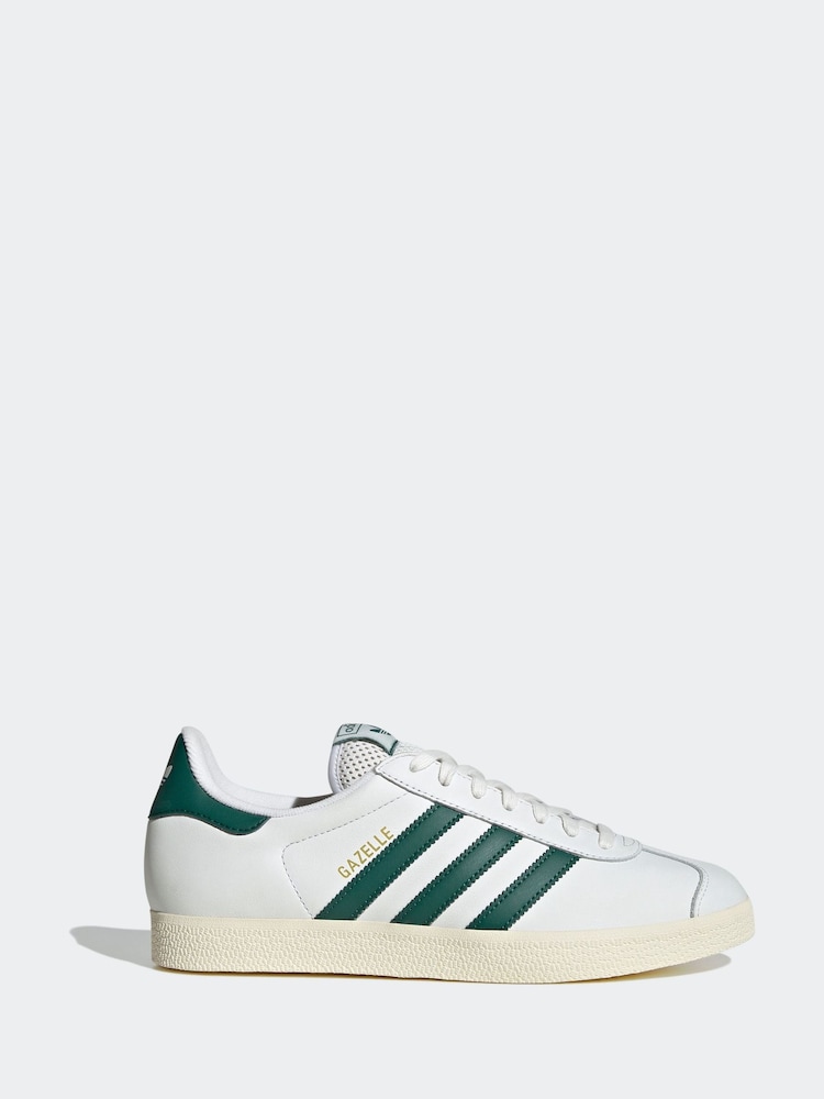 adidas Originals White/Green Gazelle Trainers - Image 1 of 9