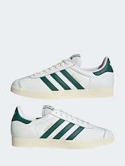 adidas Originals White/Green Gazelle Trainers - Image 5 of 9