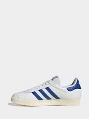 adidas Originals White/Blue Gazelle Trainers - Image 2 of 9