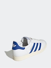 adidas Originals White/Blue Gazelle Trainers - Image 4 of 9