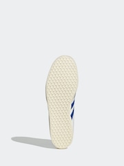 adidas Originals White/Blue Gazelle Trainers - Image 7 of 9