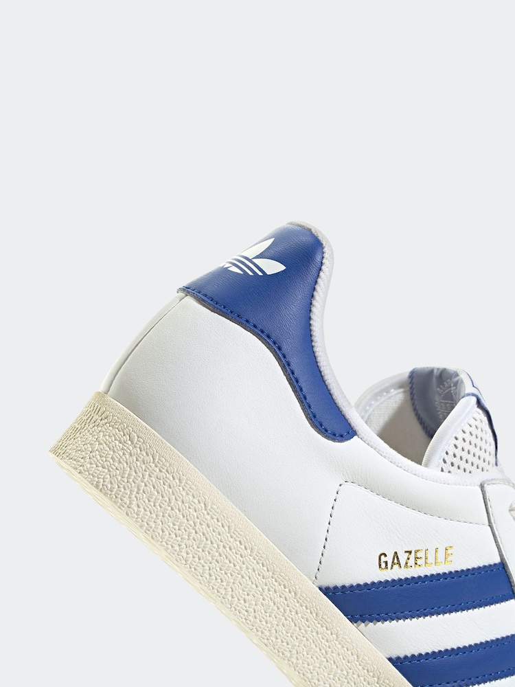 adidas Originals White/Blue Gazelle Trainers - Image 9 of 9