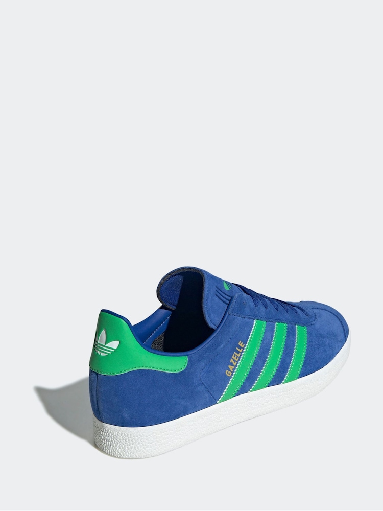 adidas Originals Blue/Green Gazelle Trainers - Image 4 of 9