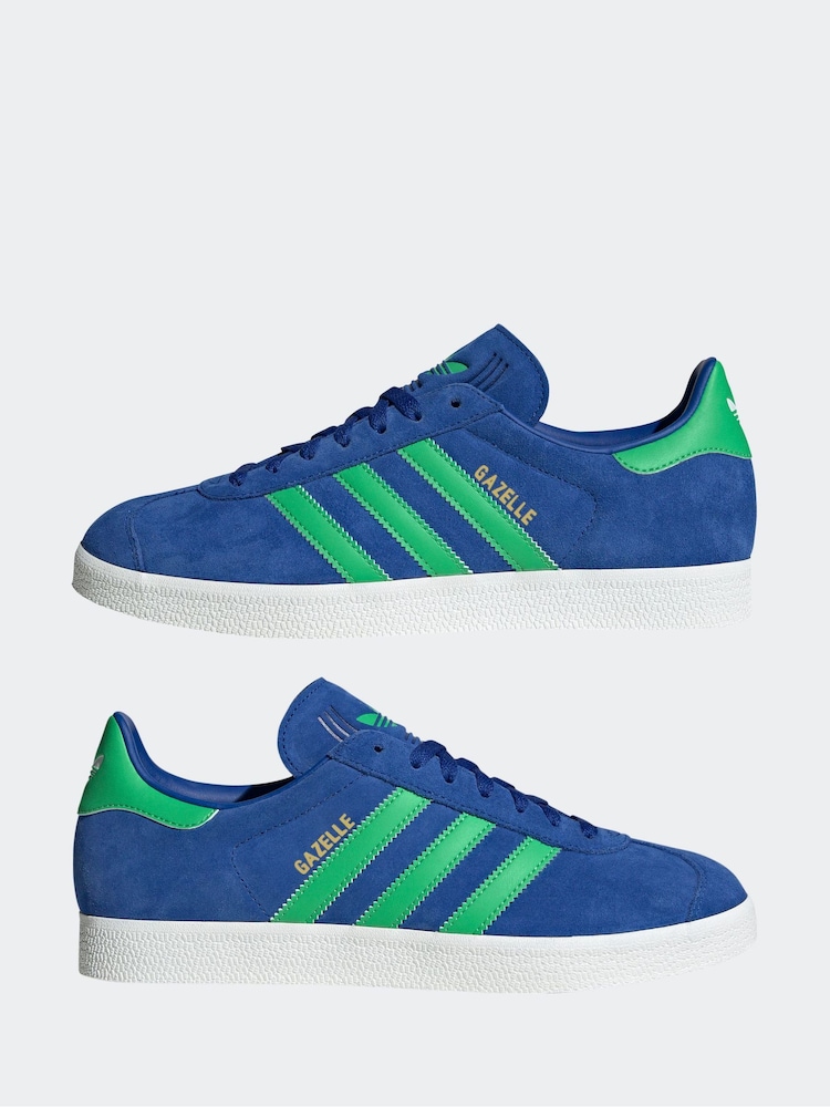 adidas Originals Blue/Green Gazelle Trainers - Image 5 of 9