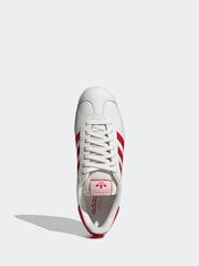 adidas Originals White/Red Gazelle Trainers - Image 5 of 9