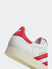 adidas Originals White/Red Gazelle Trainers - Image 7 of 9