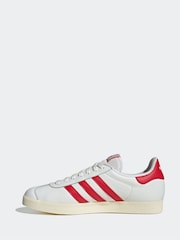 adidas Originals White/Red Gazelle Trainers - Image 8 of 9