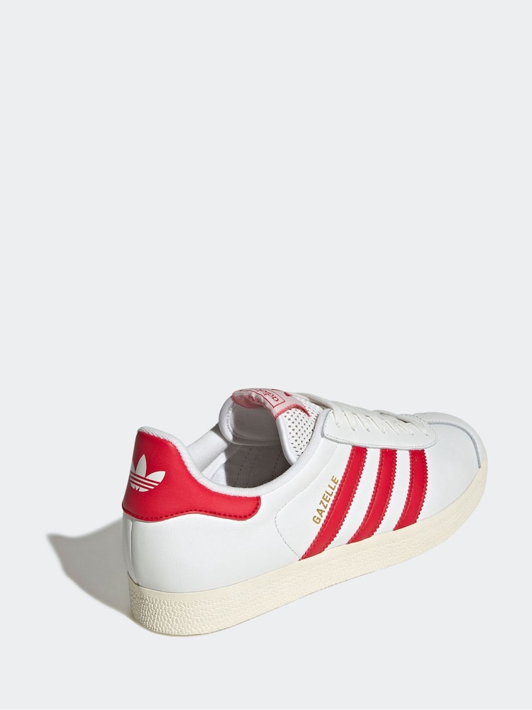adidas Originals White/Red Gazelle Trainers - Image 9 of 9