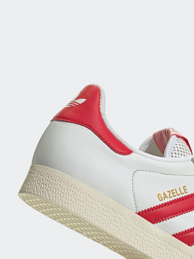 adidas Originals White/Red Gazelle Trainers - Image 9 of 9 adidas Originals White/Red Gazelle Trainers - Image 9 of 9