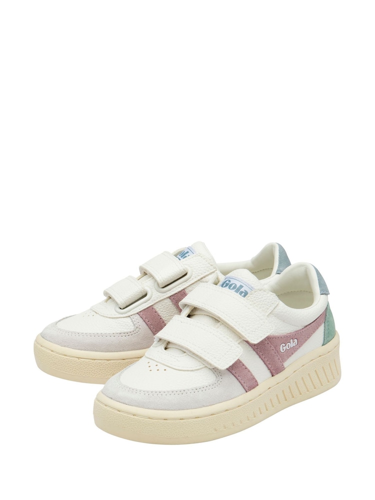 Gola White Kids Grandslam Trident Strap Recycled PU Trainers - Image 2 of 4