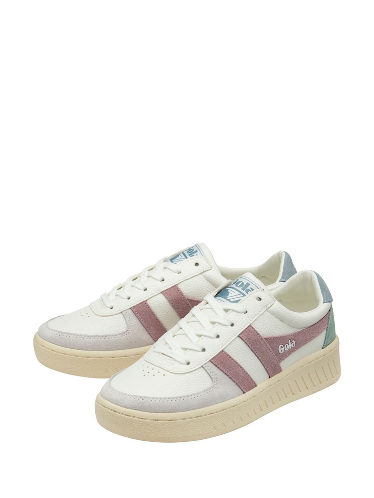 Gola salt white Ladies Grandslam Trident Lace-Up Trainers - Image 2 of 4