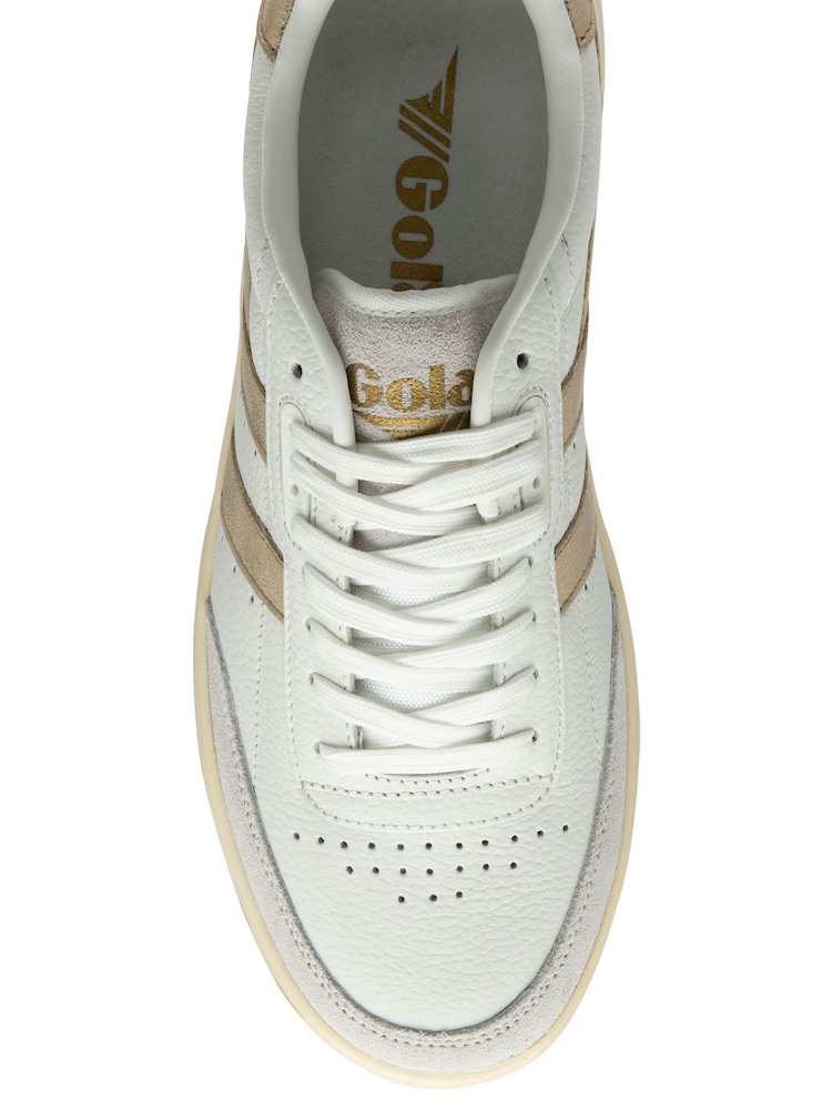 Gola White Ladies Falcon Mirror Leather Lace-Up Trainers - Image 4 of 4