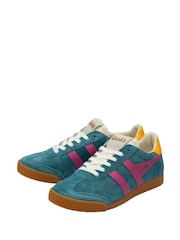 Gola Light Blue Ladies Elan Suede Lace-Up Trainers - Image 2 of 4