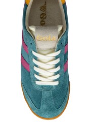 Gola Light Blue Ladies Elan Suede Lace-Up Trainers - Image 4 of 4