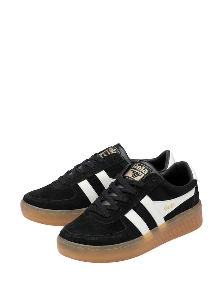 Gola Black Ladies Grandslam Suede Leather Trainers - Image 2 of 4