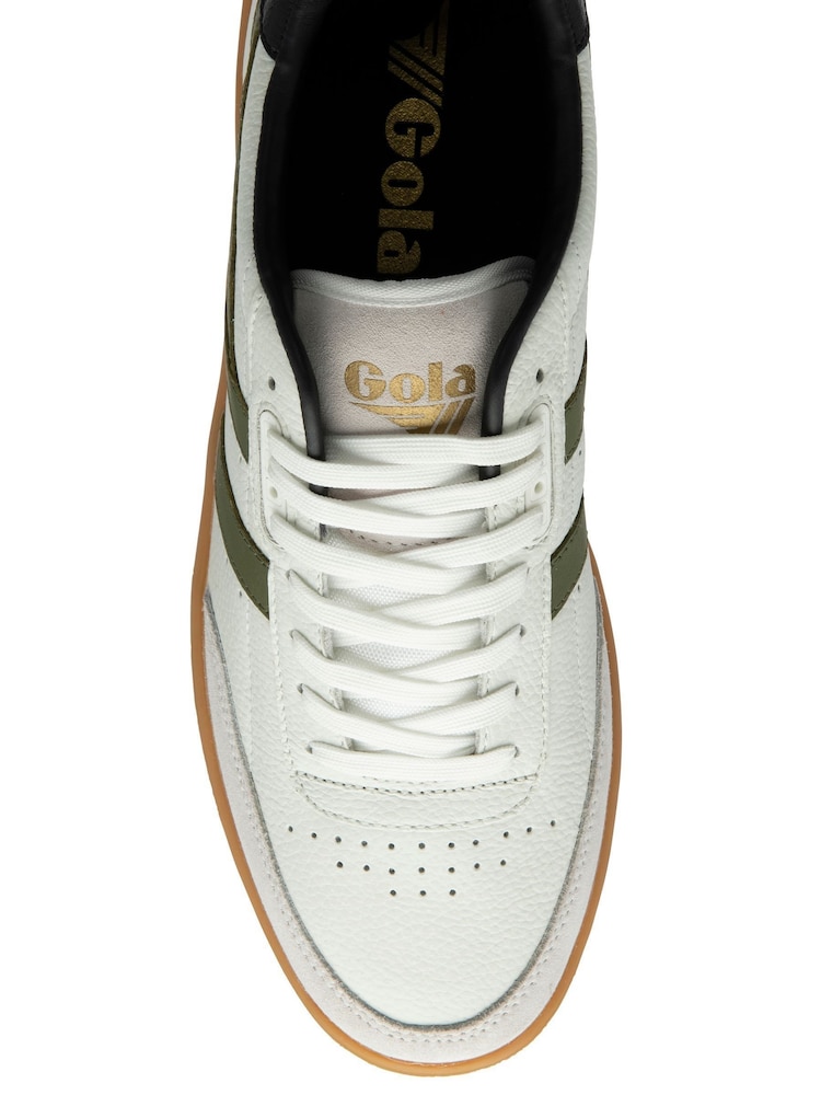 Gola snow white Mens Contact Leather Lace-Up Trainers - Image 4 of 4