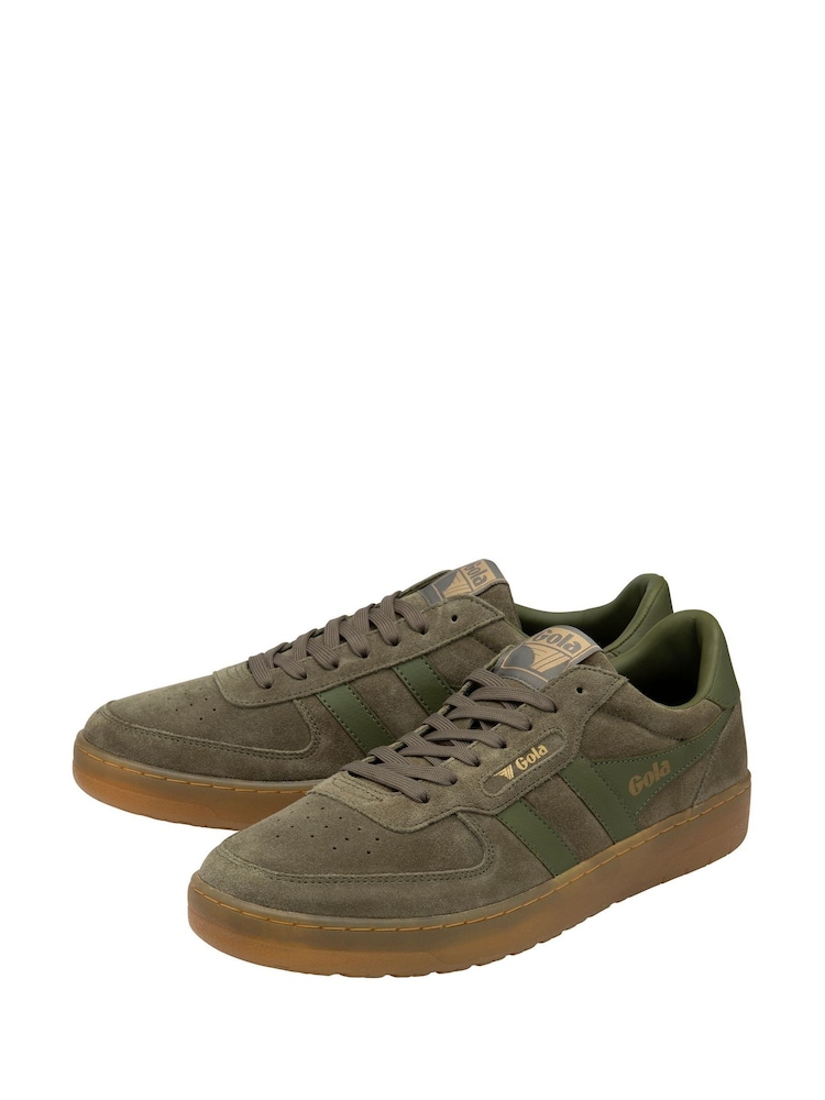 Gola Green Mens Hawk Suede 86 Lace-Up Trainers - Image 2 of 4