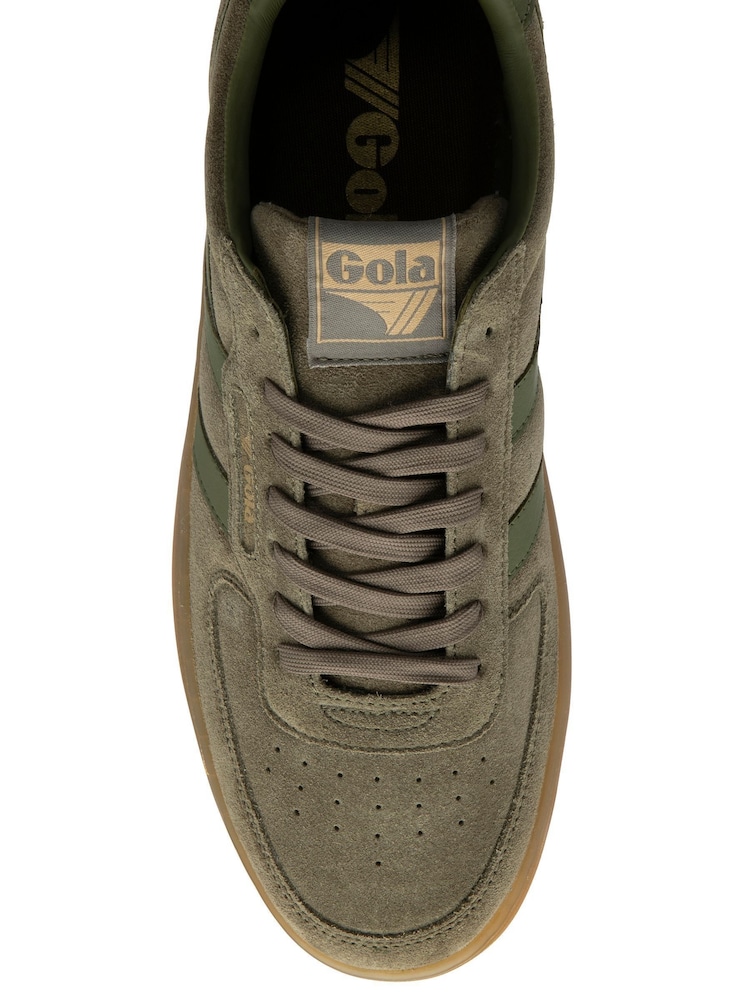 Gola Green Mens Hawk Suede 86 Lace-Up Trainers - Image 4 of 4