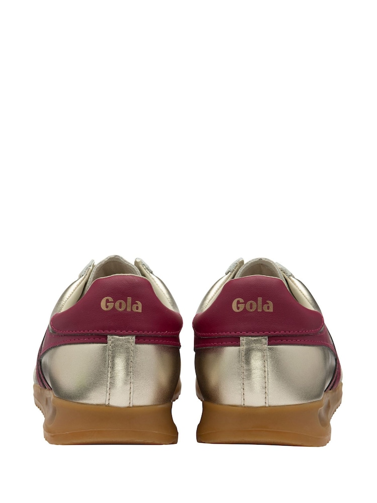 Gola Gold Ladies Torpedo Glimmer Leather Lace-Up Trainers - Image 3 of 4