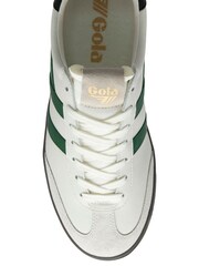 Gola White Mens Cyclone Leather Lace-Up Trainers - Image 3 of 4