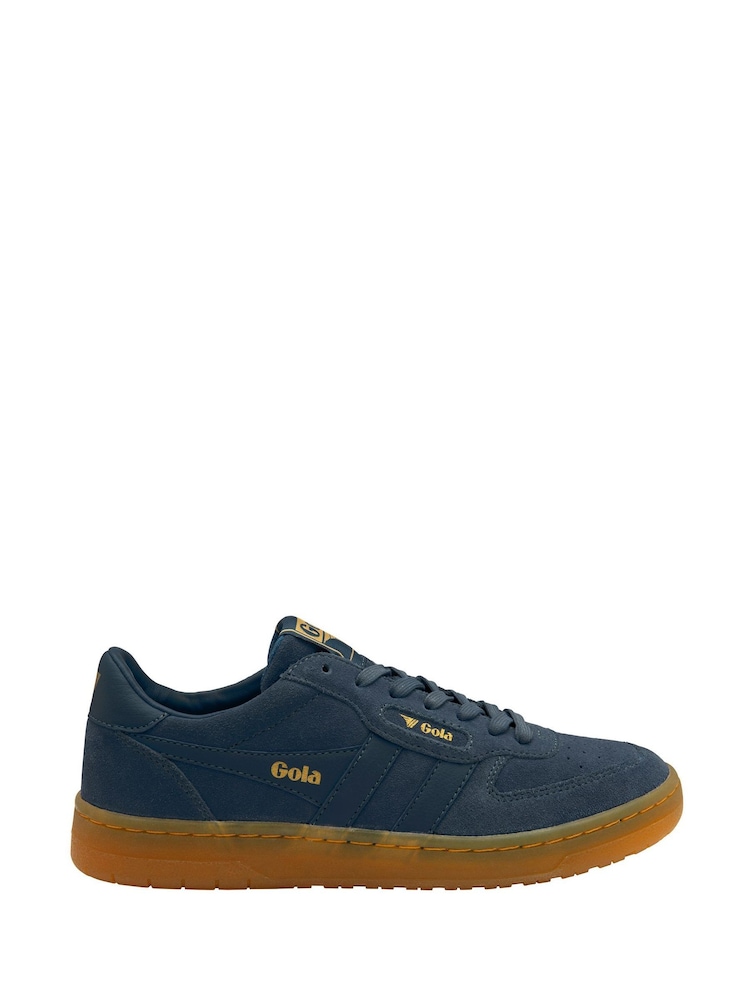 Gola Blue Mens Hawk Suede 86 Lace-Up Trainers - Image 1 of 4