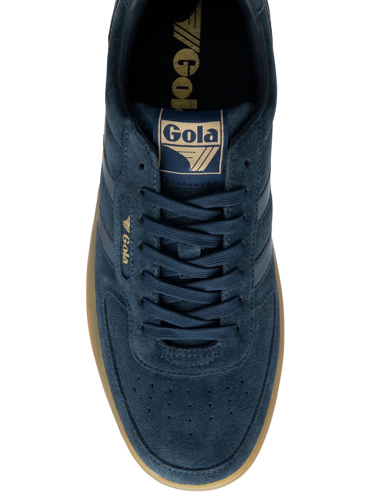 Gola Blue Mens Hawk Suede 86 Lace-Up Trainers - Image 4 of 4