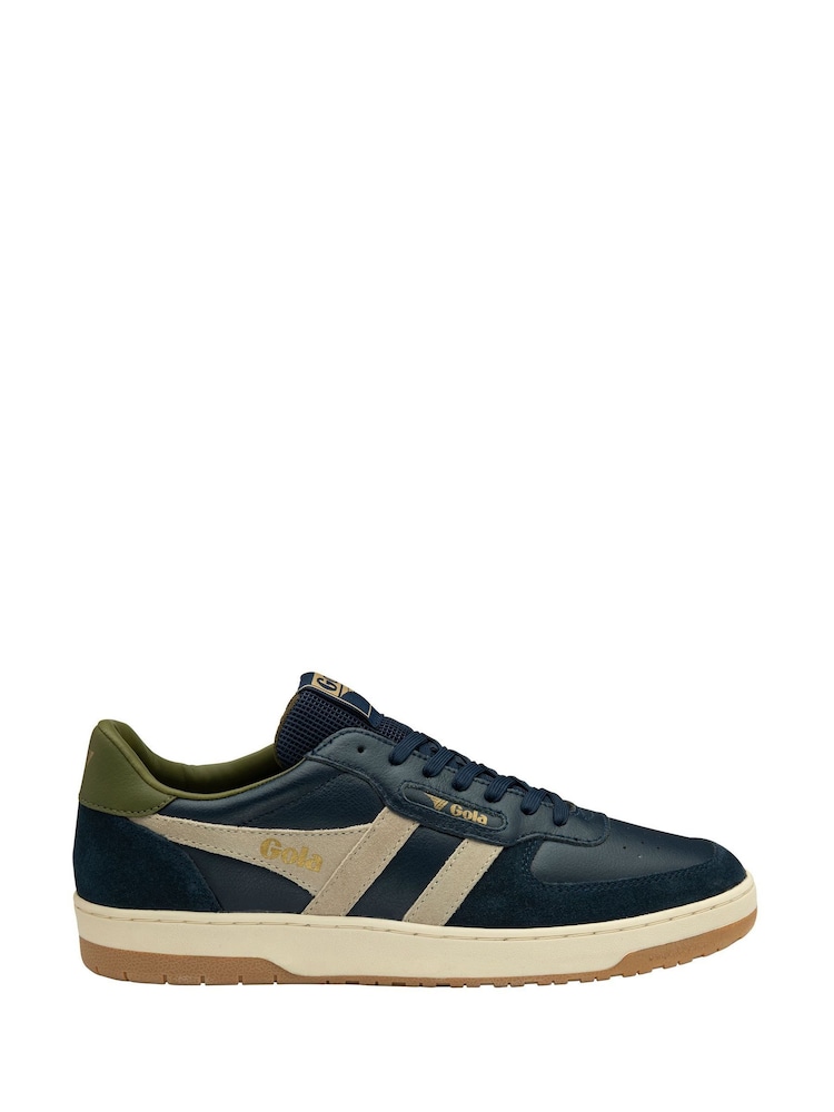 Gola Blue Mens Hawk Leather Lace Up Trainers - Image 1 of 1