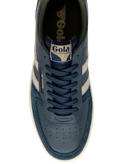 Gola Blue Mens Hawk Leather Lace Up Trainers - Image 3 of 4