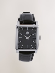 Black Square Dial Croc Effect Strap Watch - Image 3 of 7