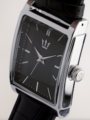 Black Square Dial Croc Effect Strap Watch - Image 5 of 7